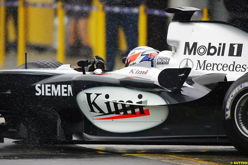 Kimi Raikkonen, Mclaren-Mercedes, Silverstone Testing, Tuesday June 1st, 2004.