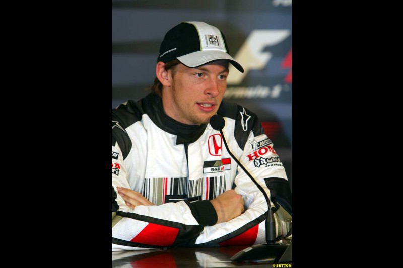 Jenson Button at the post-qualifying press conferencde. The Canadian Grand Prix, Montreal, Canada. Saturday, June 13th, 2004.