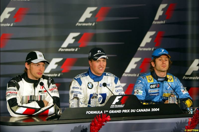 Jenson Button, Ralf Schumacher, and Jarno Trulli; Canadian GP, Saturday June 12th, 2004.