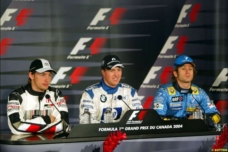 Jenson Button, Ralf Schumacher, and Jarno Trulli;  Canadian GP, Saturday June 12th, 2004.