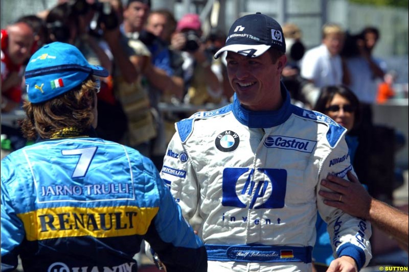 Jarno Trulli and Ralf Schumacher, Canadian GP, Saturday June 12th, 2004.