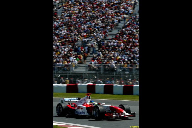 Cristiano da Matta, Toyota. Qualifying for the Canadian Grand Prix. Montreal, Canada, 12 June 2004.