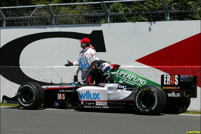 Gianmaria Bruni, Minardi. Qualifying for the Canadian Grand Prix. Montreal, Canada, 12 June 2004.