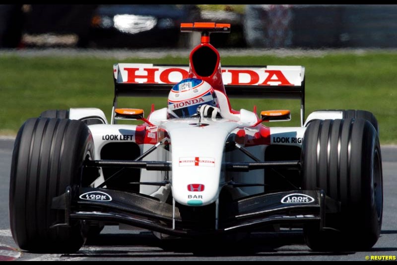 Jenson Button, BAR, during qualifying. The Canadian Grand Prix. Montreal, Canada, 12 June 2004.