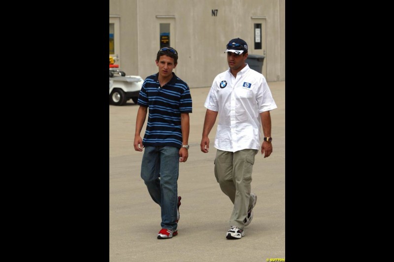 Federico and Juan Pablo Montoya, United States GP, Thursday June 17th, 2004.