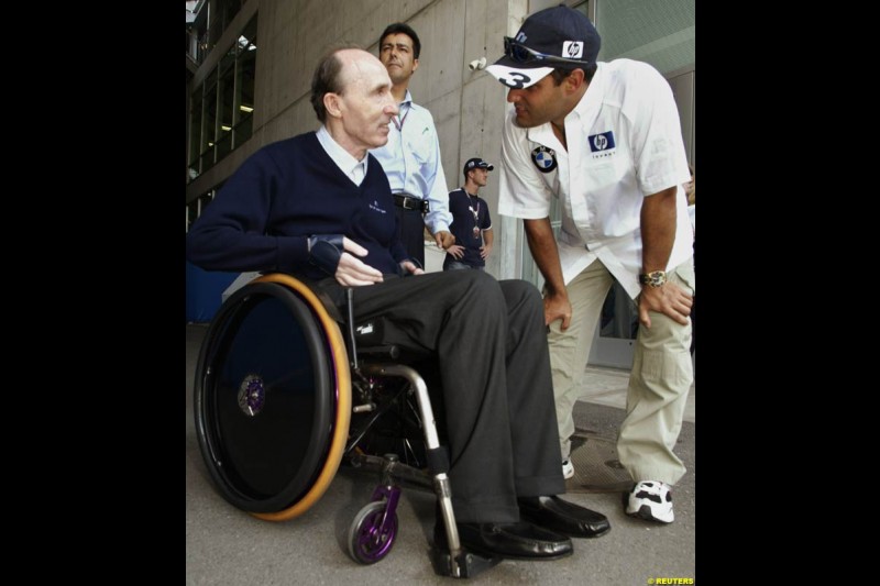 Frank Williams and Juan Pablo Montoya. United States GP, Indianapolis. June 17th, 2004.