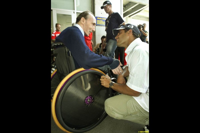 Frank Williams and Juan Pablo Montoya. United States GP, Indianapolis. June 17th, 2004.