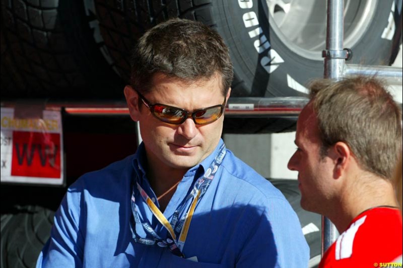 Gil de Ferran and Rubens Barrichello, United States GP, Saturday June 19th, 2004.