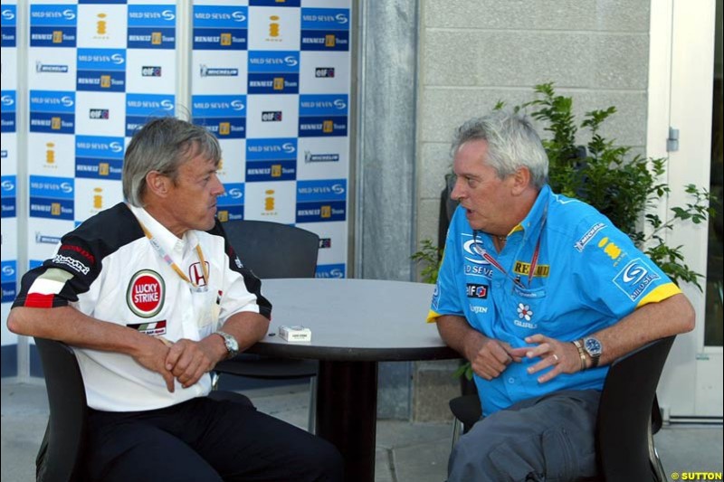 Adrian Reynard  and   Pat Symonds,  United States GP, Saturday June 19th, 2004.