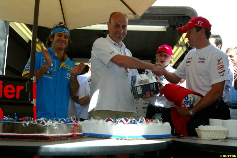 Jarno Trulli and Olivier Panis, United States GP, Saturday June 19th, 2004.