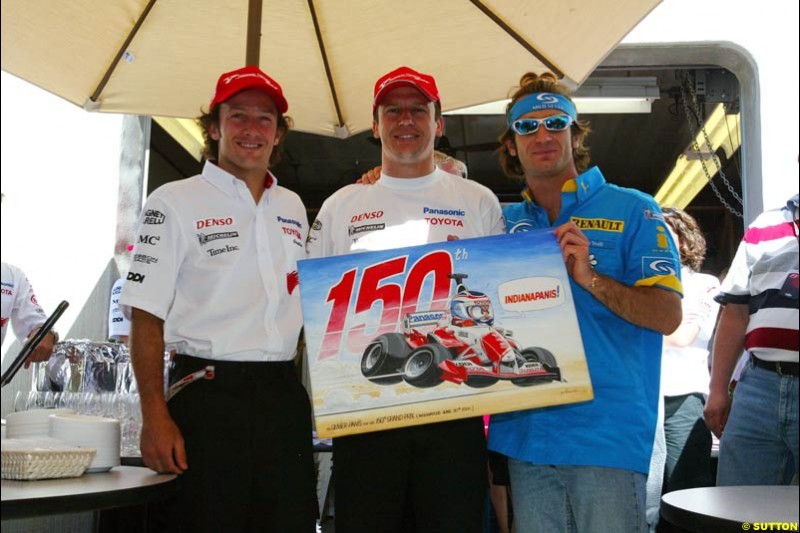 Cristiano da Matta, Olivier Panis, and Jarno Trulli; United States GP, Saturday June 19th, 2004.