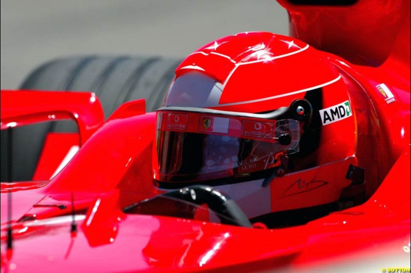 Michael Schumacher, Ferrari, United States GP, Saturday June 19th, 2004.