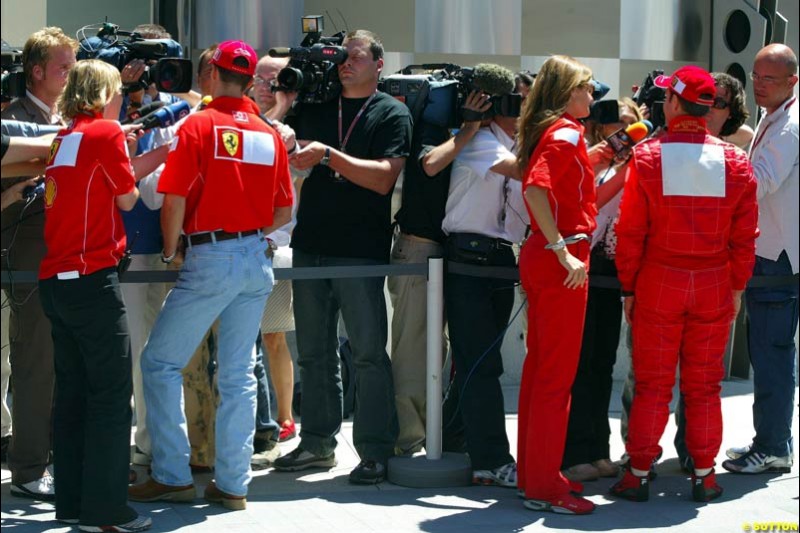 Michael Schumacher  and   Rubens Barrichello, United States GP, Saturday June 19th, 2004.