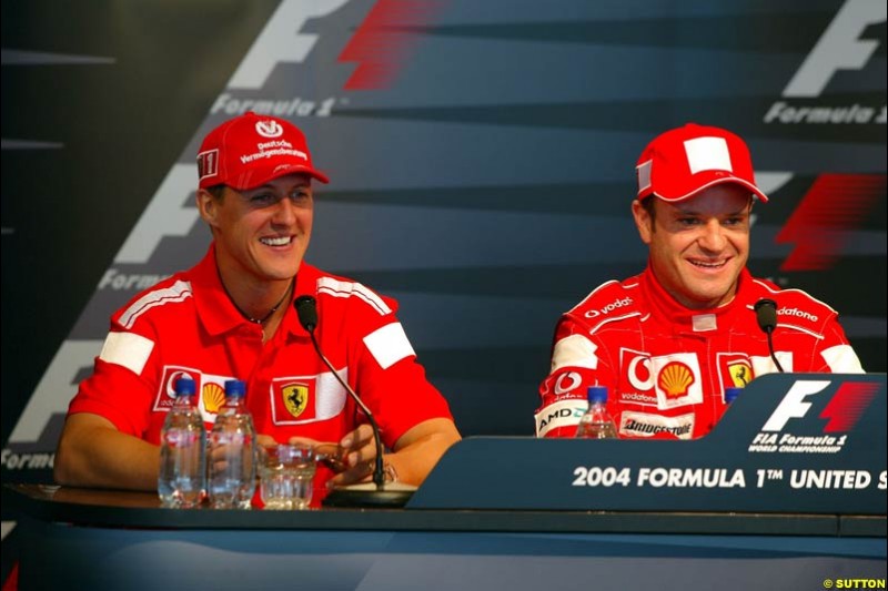 Michael Schumacher and Rubens Barrichello, United States GP, Saturday June 19th, 2004.