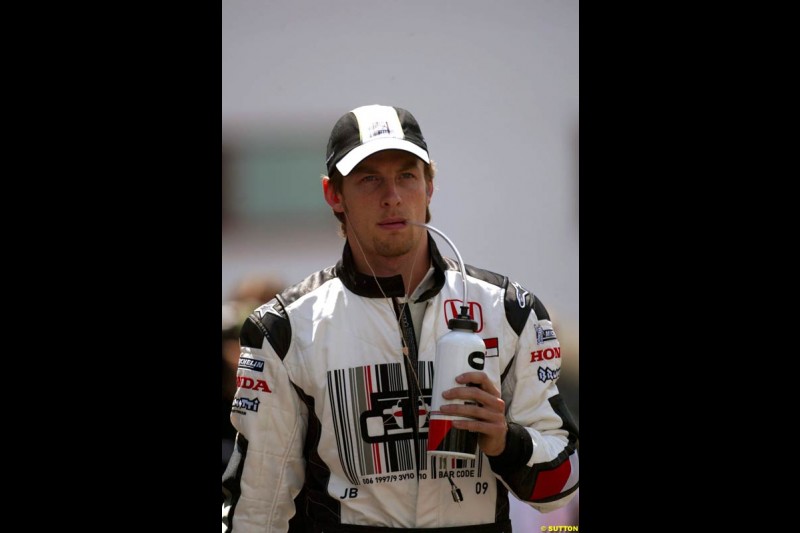 Jenson Button. Saturday practice and qualifying for the French Grand Prix. Magny Cours, France. July 3rd 2004.