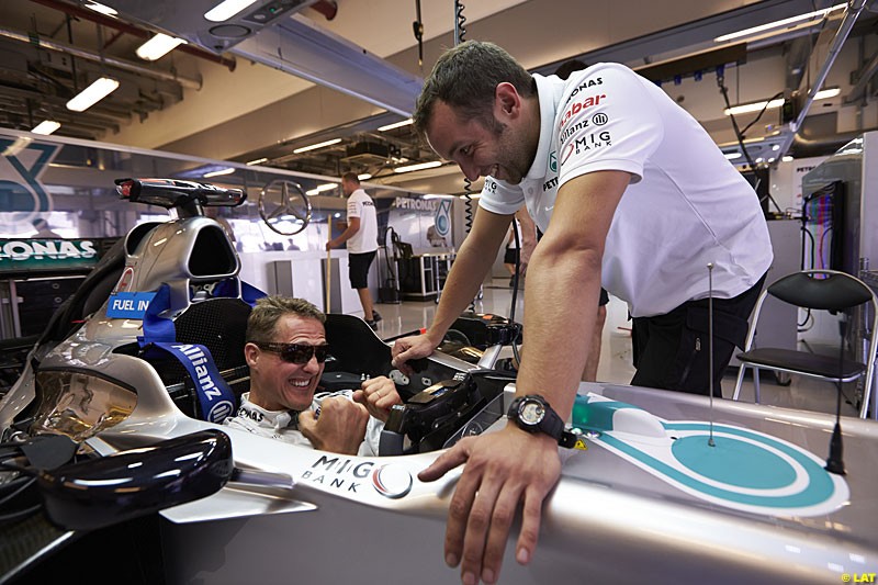 Michael Schumacher, Mercedes, Formula One World Championship, Round 18, Abu Dhabi Grand Prix, Yas Marina Circuit, United Arab Emirates. Thursday 1 November 2012.