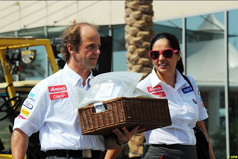 Joseph Lieberer with Monisha Kaltenborn, Sauber, Formula One World Championship, Round 18, Abu Dhabi Grand Prix, Yas Marina Circuit, United Arab Emirates. Thursday 1 November 2012.