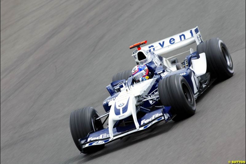 Juan Pablo Montoya, BMW-Williams, British GP, Friday July 9th, 2004.