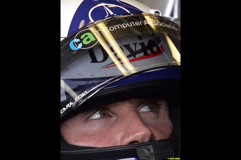 David Coulthard, Mclaren-Mercedes, British GP, Friday July 9th, 2004.