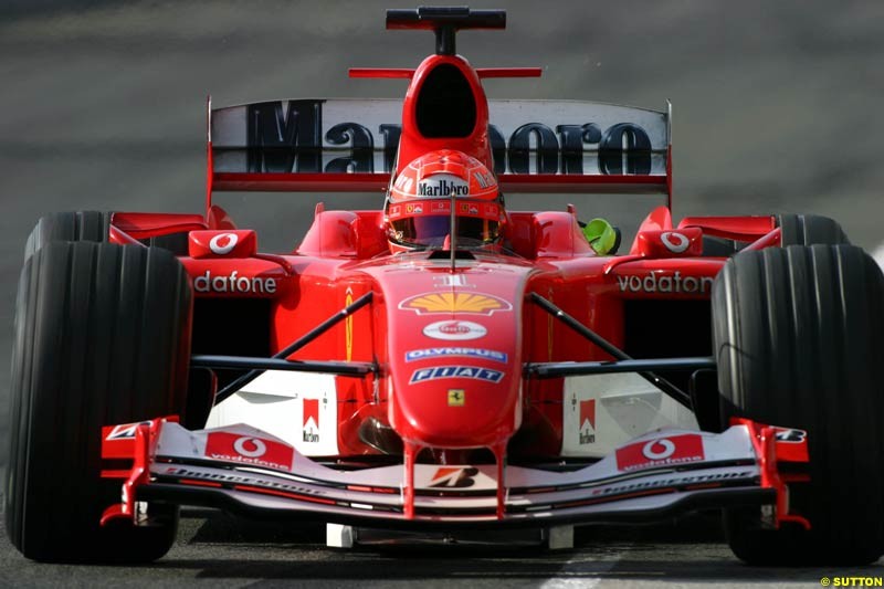 Michael Schumacher, Ferrari, Jerez testing, Friday July 16th, 2004.