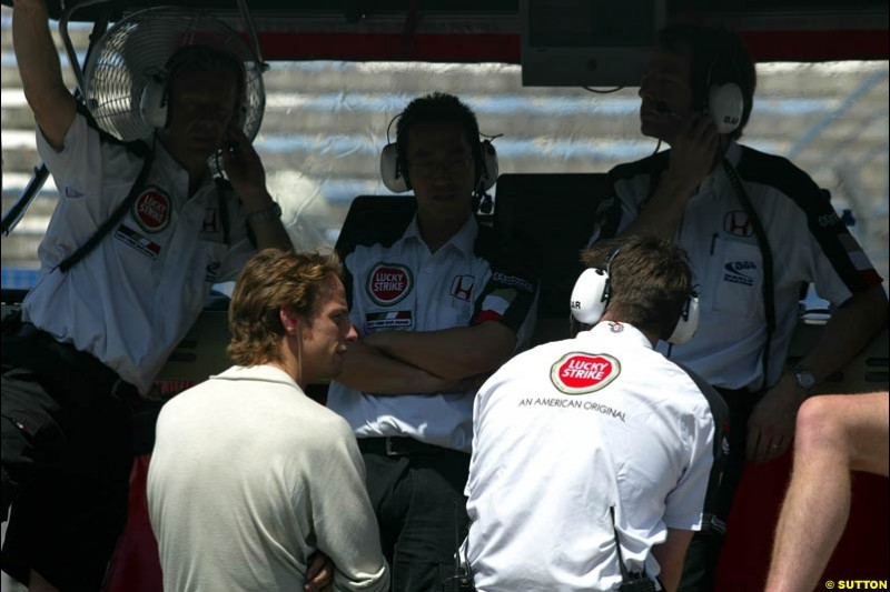 Jenson Button, BAR-Honda,  Jerez testing, Thursday July 15th, 2004.