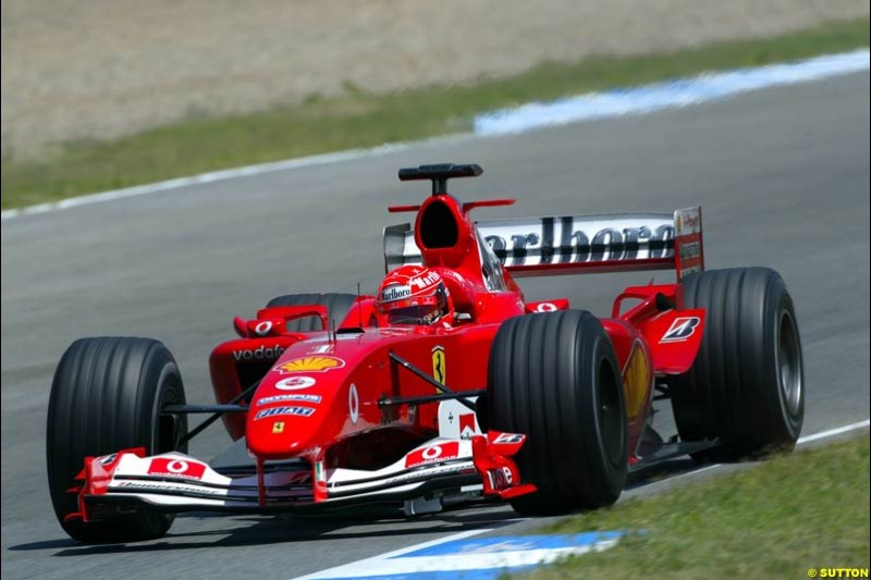 Michael Schumacher, Ferrari, Jerez testing, Thursday July 15th, 2004.