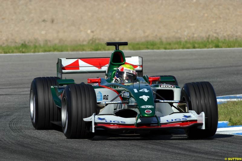 Mark Webber, Jaguar,  Jerez testing, Thursday July 15th, 2004.