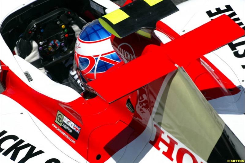 Jenson Button, BAR-Honda, Jerez testing, Wednesday July 14th, 2004.
