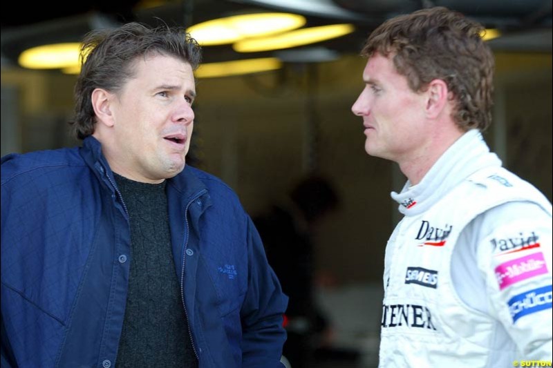 Mark Stewart and David Coulthard, Silverstone testing, Wednesday July 14th, 2004.