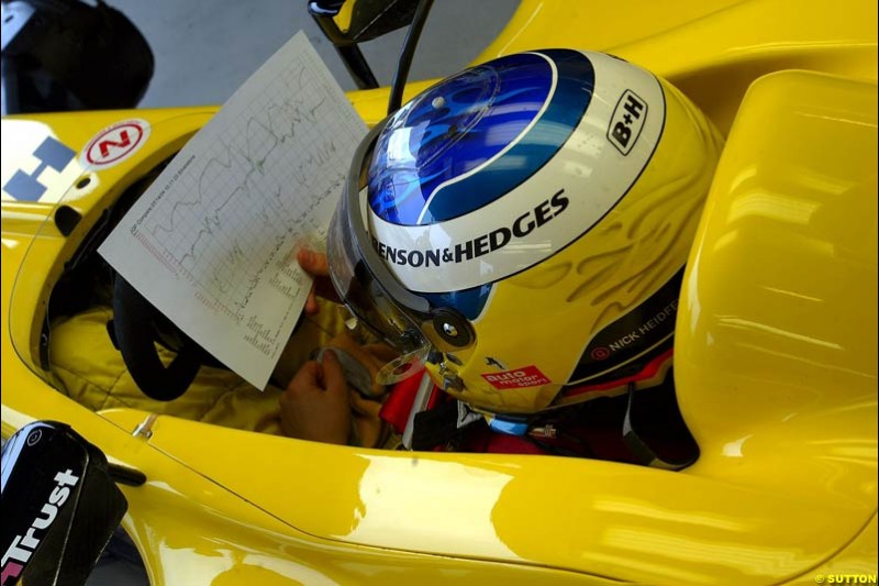 Nick Heidfeld, Jordan-Ford, Silverstone testing, Wednesday July 14th, 2004.