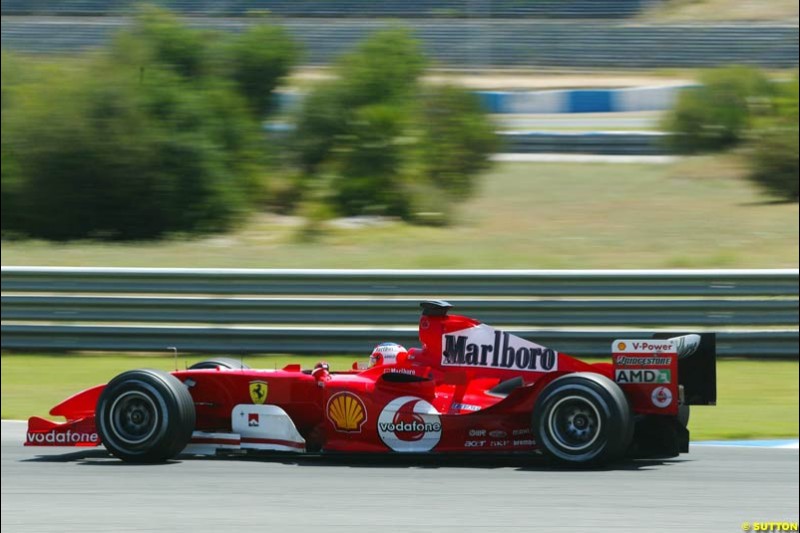 Rubens Barrichello, Ferrari, Jerez Testing, Wednesday July 14th, 2004.
