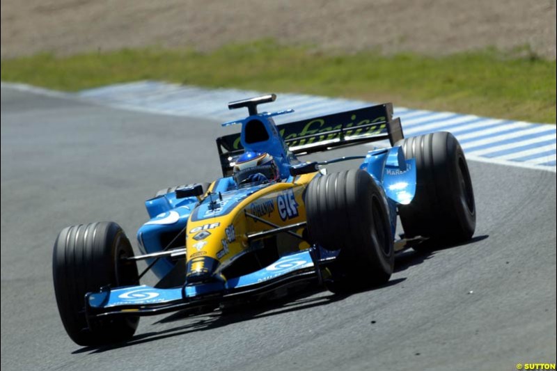 Heikki Kovalainen, Renault,  Jerez Testing, Wednesday July 14th, 2004.