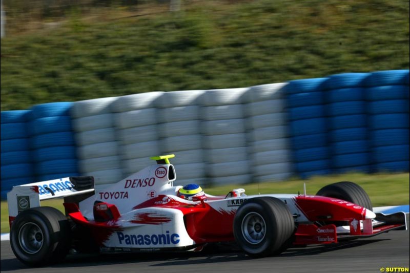 Cristiano da Matta, Toyota, Jerez testing, Wednesday July 14th, 2004.