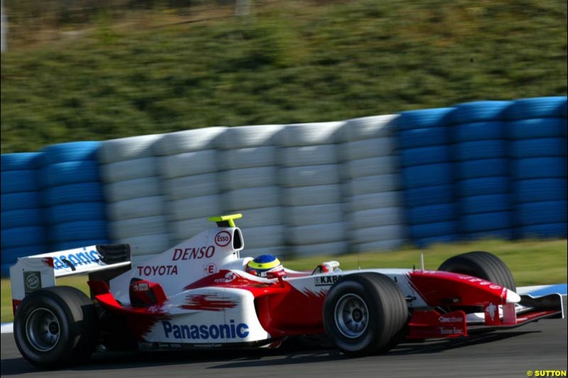 Cristiano da Matta, Toyota,  Jerez testing, Wednesday July 14th, 2004.