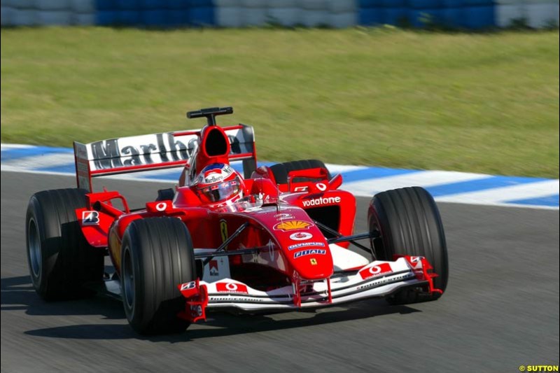 Rubens Barrichello, Ferrari, Jerez testing, Wednesday July 14th, 2004.