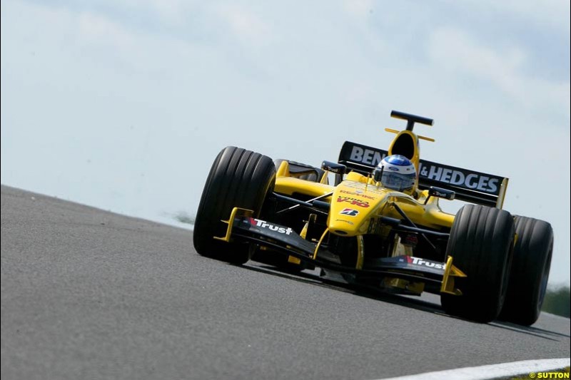 Nick Heidfeld, Jordan-Ford, Silverstone testing, Tuesday July 13th, 2004.
