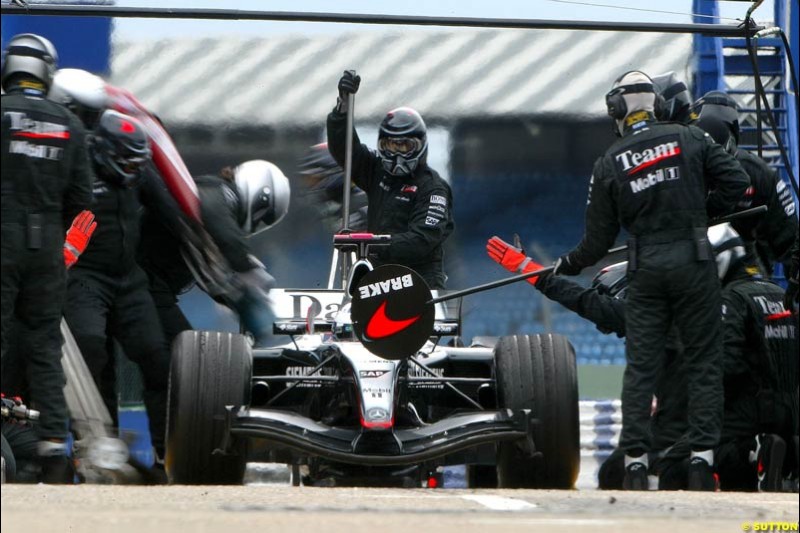 McLaren-Mercedes, Silverstone testing, Tuesday July 13th, 2004.