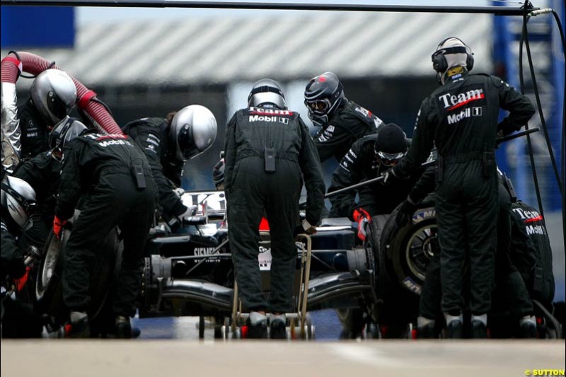 McLaren-Mercedes, Silverstone testing, Tuesday July 13th, 2004.