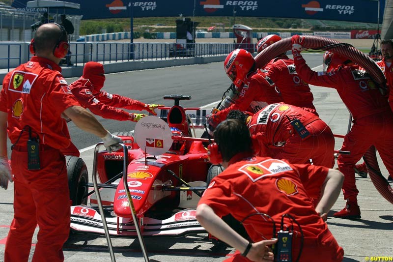 Rubens Barrichello, Ferrari,  Jerez testing, TuesdayJuly 13th, 2004.