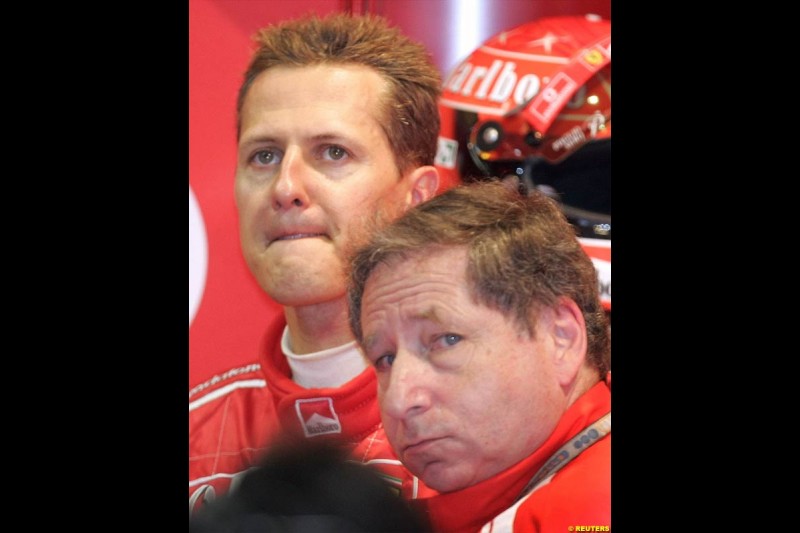 Michael Schumacher and Jean Todt. German Grand Prix, Hockenheim, July 24th, 2004.