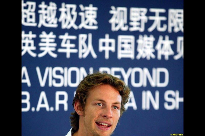  BAR-Honda driver Jenson Button attends a team promotion at the Shanghai International Circuit, China. August 17th 2004. 