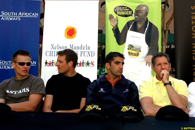 Toni Vilander, Alex Wurz, Marc Gene, Jody Scheckter; Minardi F1x2 Charity Grand Prix, Kyalami, Johannesburg. South Africa, 5-9 August 2004.