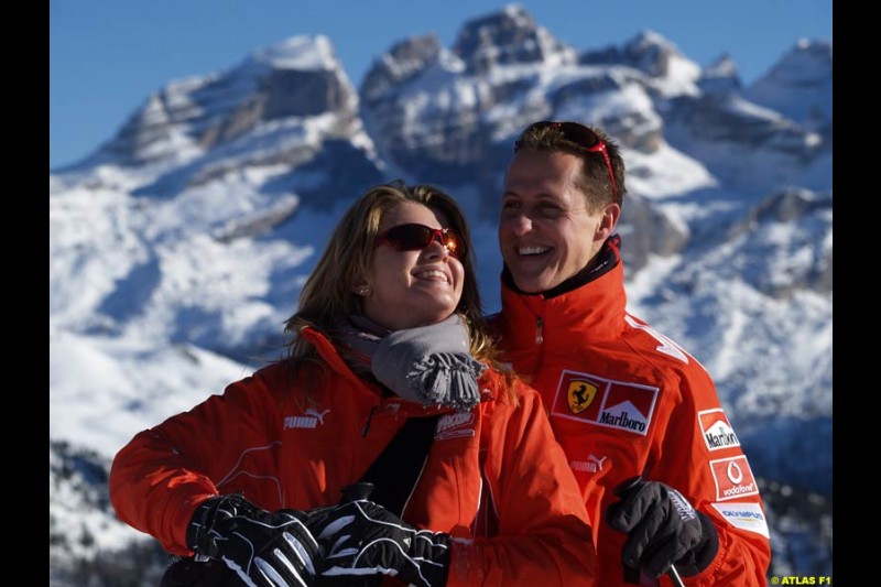 Michael and Corinna Schumacher; Ferrari International Press Ski Event, Madonna di Campiglio, Italy. 12 January 2005.