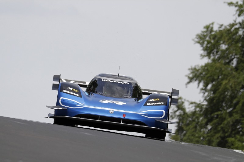 Dumas at the wheel of the VW ID.R chasing the electric record