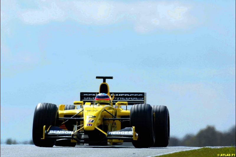 Takuma Sato, Jordan, 2002 Formula One Testing, Silverstone, England. 16-18 April 2002.