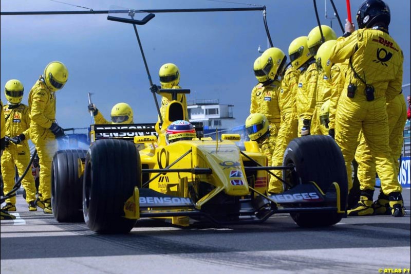 Takuma Sato, Jordan, 2002 Formula One Testing, Silverstone, England. 16-18 April 2002.