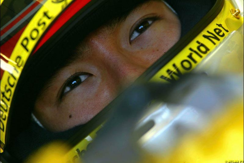 Takuma Sato, Jordan, 2002 Formula One Testing, Silverstone, England. 16-18 April 2002.