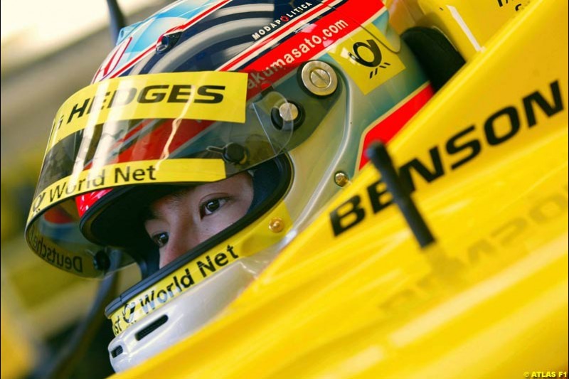 Takuma Sato, Jordan, 2002 Formula One Testing, Silverstone, England. 16-18 April 2002.