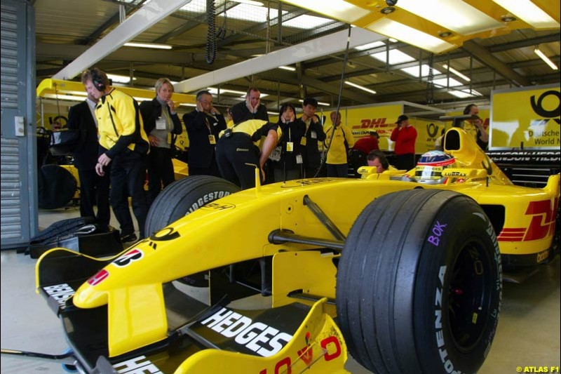 Takuma Sato, Jordan, 2002 Formula One Testing, Silverstone, England. 16-18 April 2002. 