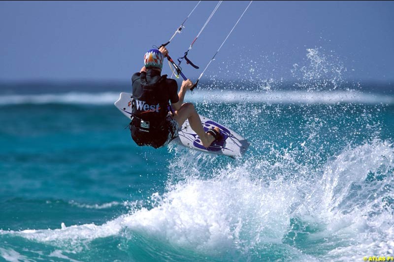 McLaren test driver Alex Wurz relaxes in Barbados. April 2002.